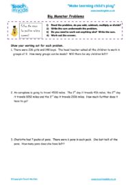Worksheets for kids - monster problems 3